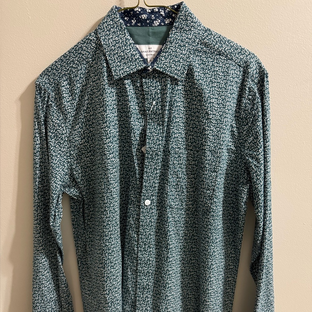 Elegant Green Floral Men's Shirt